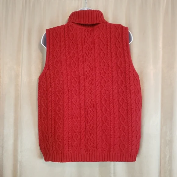NWOT Valerie Stevens red cotton cable knit turtleneck sweater Womens Large - Picture 3 of 5